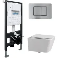 Унитаз подвесной Abber Rechteck AC1201-AC0105-AC0120MCH (с кнопкой смыва)