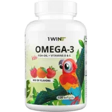 1WIN / Omega-3 KidsVitamins D&ampE, КЛУБНИКА МАЛИНА АПЕЛЬСИН, 120 капсул