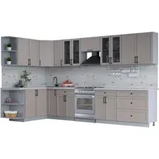 Готовая кухня Интерлиния Тренд 1.7x3.5 левая (луна/луна/бискайская сосна)