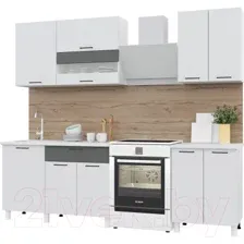 Готовая кухня Горизонт Trend 1800 (белый эмалит/холст вулкан)