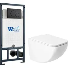 Унитаз подвесной Saniteco KW-99048 + Marberg 507 RD MT-BL + Marberg 507