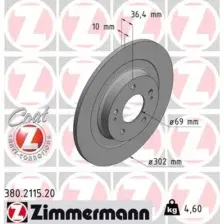Тормозной диск ZIMMERMANN 380.2115.20 полный , задняя ось