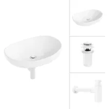 Умывальник Lauter 21502 + клапан 21190W + сифон 21635W (белый матовый)