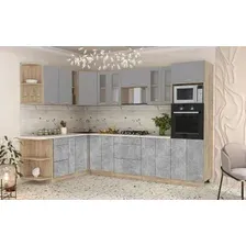 Готовая кухня Интерлиния Мила 1.88x3.0 левая (серебристый-бетон-бискайская сосна)