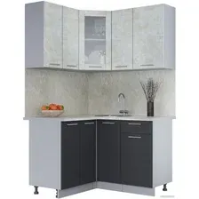 Готовая кухня Интерлиния Мила 12x13 (бетон лайт-антрацит-опал светлый)