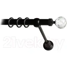 Карниз для штор Lm Decor Кристалл 130 1р гладкий 25мм (черный матовый, 3.6м)