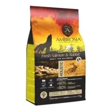 Корм AMBROSIA GRAIN FREE для собак мелких пород, лосось, кролик, 1,5кг