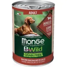 Влажный корм для собак Monge BWild Grain Free с ягненком, тыквой и кабачками (400г)