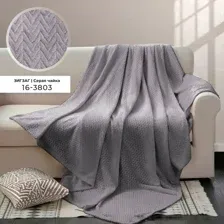 Плед Велсофт с тиснением 150х200 см Бояртекс диз. Зигзаг (16-3803) Серая чайка