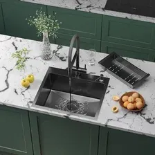 Кухонная мойка Roxen Simple 560220-55B PVD графит (с коландером и дозатором)