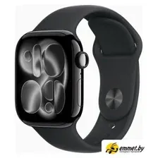 Умные часы Apple Watch Series 11 42 мм (алюминиевый корпус, черный/черный, спортивный силиконовый ре