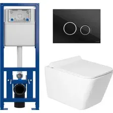 Унитаз подвесной Saniteco KW-9004W в комплекте с инсталляцией + 64117 + S-IN-MZ-LINK_PRO