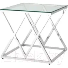 Журнальный столик Stool Group Инсигния 55x55 / EET-026 (прозрачное стекло/сталь серебристый)