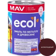 Эмаль ECOL по металлу и древесине (ПФ-115) шоколадная глянцевая 1,0л (0,9 кг)