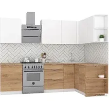 Готовая кухня Интермебель Микс Топ-13 2.1x1.5м правая (белый премиум/дуб крафт золотой/венато)