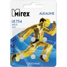 Комплект батареек Mirex AG5/LR754 1.5V / 23702-LR754-E6 (6шт)