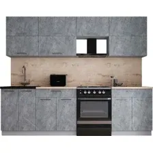 Готовая кухня Интерлиния Мила Gloss 60-26 (керамика/керамика/травертин серый)