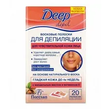 Восковые полоски для депиляции DEEP DEPIL для чувствительной кожи лица, 20 шт