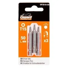 GP3518-50 Насадка TORX T15 50мм 3шт GEPARD (GP3518-50) (бита звездочка шестилучевая звезда сталь S2