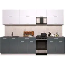 Готовая кухня Интерлиния Мила Gloss 50-29 (белый/асфальт глянец)
