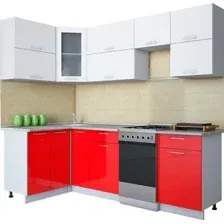 Готовая кухня Интерлиния Мила Gloss 50-12x24 (белый/красный глянец)