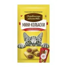 Лакомство для кошек Деревенские лакомства Мини-колбаски с пюре из говядины 40 г