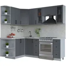 Готовая кухня Интерлиния Тренд 1.5x2.2 левая (пепел/пепел/опал светлый)
