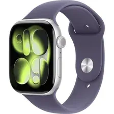 Умные часы Apple Watch Series 11 46 мм (алюминиевый корпус, серебристый/фиолетовый туман, спортивный силиконовый ремешок M/L)