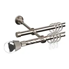 Карниз для штор АС ФОРОС Grace D16K/16Г + наконечники Жемчужина хром (1.8м, сатин)