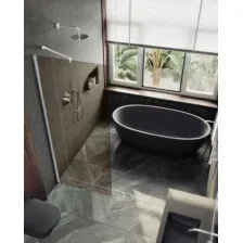 Душевая стенка MaybahGlass 89x195 MGD-691-1ш (бронзовое стекло/белый матовый)