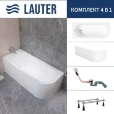 Ванна Lauter Monaco 170x72.5 2113170L (с ножками, лицевым экраном и сифоном 21Y11020 хром)