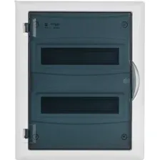 Бокс пластиковый Elektro-Plast Eco Box 2x12M, N/PE 3x 2x16+7x10mm2, дымчатая пласт. дверь, белый RAL9003, 430x350x95mm, IP40