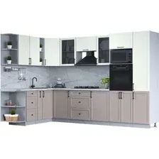 Готовая кухня Интерлиния Тренд 1.88x3.2 ВТ левая (луна/белый/серый каспий)