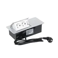 Выдвижной удлинитель Nova 5, 2 розетки, USB A + C, беспроводная зарядка, алюминий, AKS