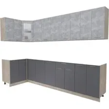 Готовая кухня Интерлиния Мила 12x30 без столешницы (бетон/антрацит)