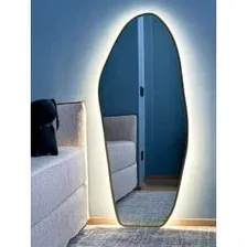 Зеркало фигурное с золотой УФ-окантовкой и подсветкой 49х115 см Emze LED.UV.NF.49.115.AUR.4K