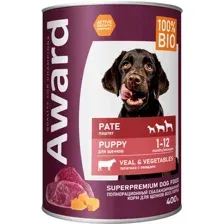Влажный корм для собак Award Puppy Small Паштет из телятины с овощами / 2540355 (400г)