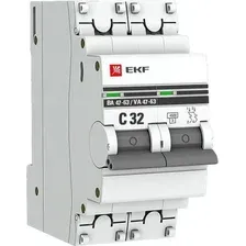 Выключатель автоматический EKF ВА 47-63 2P 32А (C) 4.5kA PROxima mcb4763-2-32C-pro