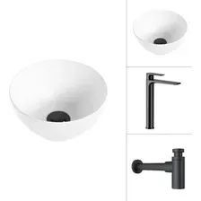 Умывальник Lauter 21601E + Reef 21CK8678BS с сифоном 21635B (черный матовый)