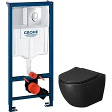 Унитаз подвесной Grossman GR-4411BMSQ + GROHE Rapid SL 38721001 (с кнопкой)
