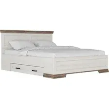 Кровать Black Red White Marselle LOZ160х200 с ящиками (ясень снежный/дуб сонома темный/ясень снежный)
