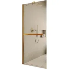 Душевая стенка MaybahGlass 79x195 MGD-727-3ш (бронзовое стекло/золотой)