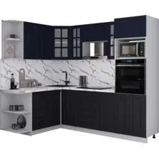 Готовая кухня Интерлиния Мила Деко 1.68x2.4 LV (черный/индиго/белый гранит)