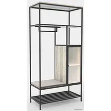 Стеллаж Hype Mebel Босс 100x200 (черный/древесина белая/велюр серый)