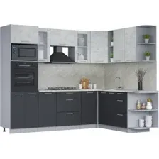 Готовая кухня Интерлиния Мила 1.88x2.6 правая (бетон лайт/антрацит/опал светлый)