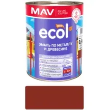 Эмаль ECOL по металлу и древесине (ПФ-115) красно-коричневая глянцевая 1,0л (0,9 кг)