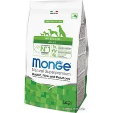 Сухой корм для собак Monge All Breeds Adult Monoprotein Rabbit, Rice and Potatoes (для всех пород с кроликом, рисом и картофелем) 2.5 кг
