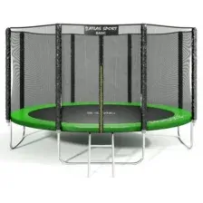 Батут Atlas Sport 435 см (14 ft) Basic с внешней сеткой и лестницей зеленый
