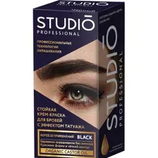 Стойкая крем-краска для бровей STUDIO Professional "с эффектом татуажа" Экстра-черный (крем-краска 30 мл, оксидант 20 мл)