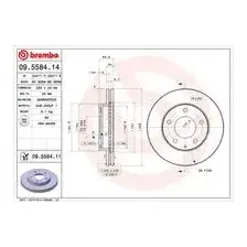 Тормозной диск BREMBO 09.5584.11 вентилируемый , передняя ось